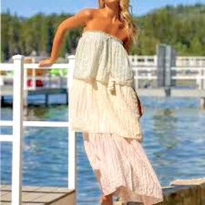 $165 PQ Briar tiered dress XS/S strapless slip on maxi